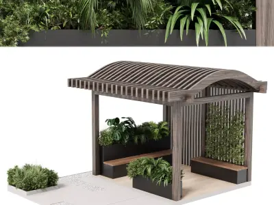Landscape Furniture with Pergola and Roof garden 3D model get
