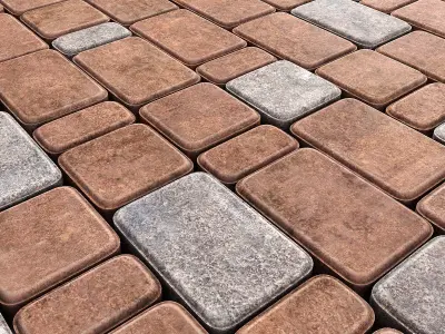 Paving stone red and gray 3D model