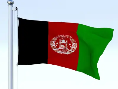 Animated Afghanistan Flag Low-poly 3D model