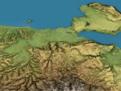 Chania - Topography Terrain Low-poly 3D model