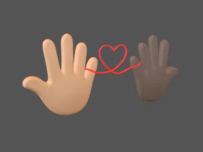 Hand with Red Line Icon v1 021 Low-poly 3D model