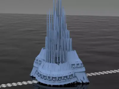 Sci fi City Dome floating island 5 3D model