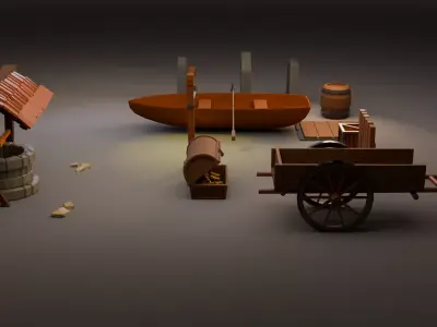 Medieval  Lowpoly Gameready Assets Low-poly 3D model