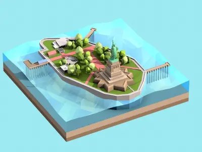 Low Poly Statue of Liberty Low-poly 3D model