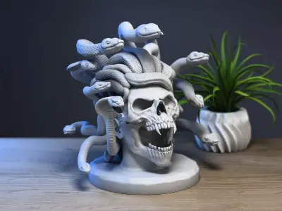 Medusa snake skull bust 3D print model