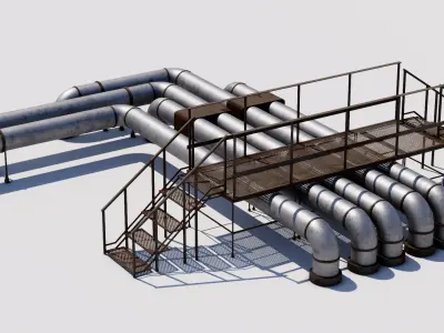 Rooftop Stairs 04 Low-poly 3D model