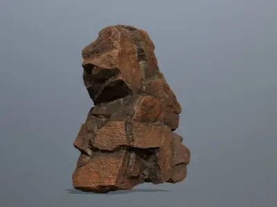 Stone rock sculpture Low-poly 3D model