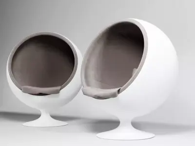 Round set two sphere chairs 3D model