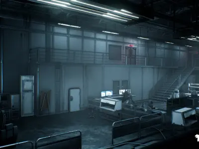 Sci-Fi Laboratory Environment Low-poly 3D model