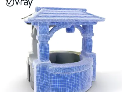 Rustic Stone Water Well Model Pack Low-poly 3D model