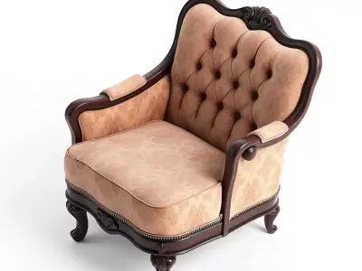 Classic Ornate Tufted Armchair Low-poly 3D model