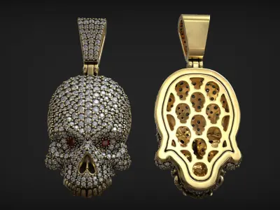 Iced Out Skull Pendant for High End Hip Hop Jewelry 3D print model