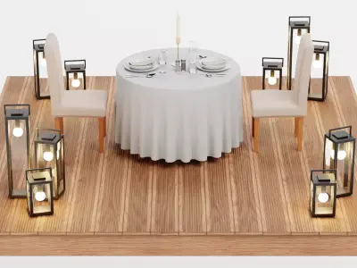 Garden Setup V7 - Romantic Dinner Table Scene 3D model