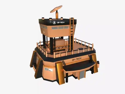 SciFi Facility B04 Orange - Sci Fi Exterior Design Low-poly 3D model