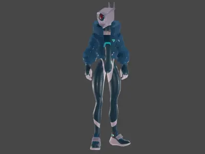 Cyberpunk Robot Low-poly 3D model
