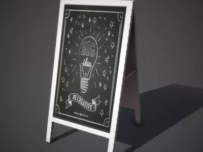 Wooden Banner Low-poly 3D model