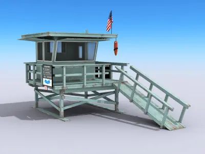 Lifeguard Station Low-poly 3D model