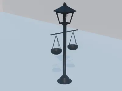 Street Lamp with Hanging Baskets 3D model