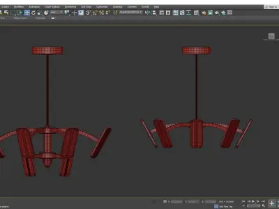 OLANNA chandelier made of wood and metal Low-poly 3D model