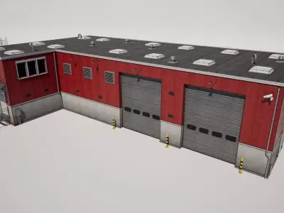  Industrial Warehouse Building Low-poly 3D model