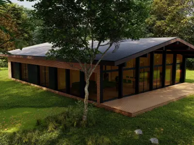 Forest villa-Casa Scene-Modern Villa 3D model 10