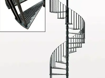 Spiral Staircase Victorian Cast Iron Stair 3D model