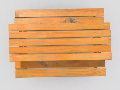 Picnic Table Yellow Wood Low-poly 3D model