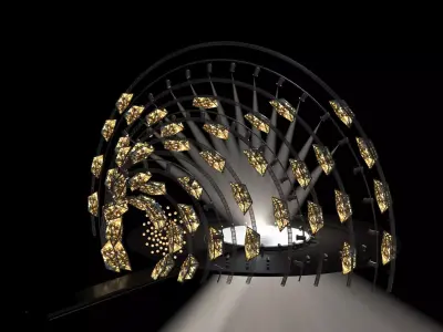 Ultra-Modern Circular Concert Stage with LED Arches 3D model