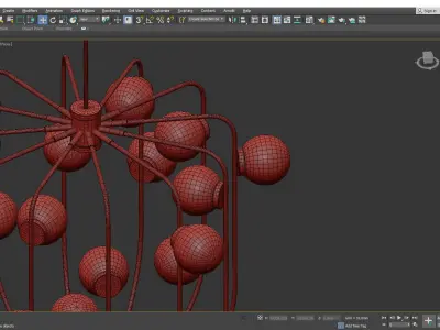 Cage Murano Opaline Ball Chandelier Low-poly 3D model