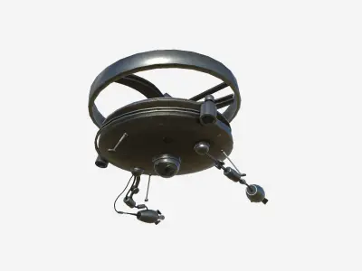 Flying Robot I10 Dark Steel - SciFi Character Design Low-poly 3D model