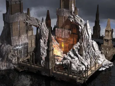 Dark Lord Feudal Fort Kit bash  3D model