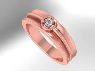 Solitaire Wedding Engagement Women Band Ring 3D print model 6