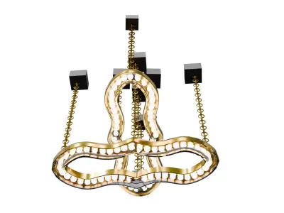 Gold chain pendant lamp for classic style interiors Low-poly 3D model