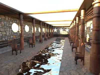 Grand hall - Classic Interior Low-poly 3D model