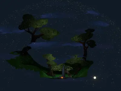 Cartoon Forest - trees grass plant and rocks LOW-POLY 3d model Low-poly 3D model
