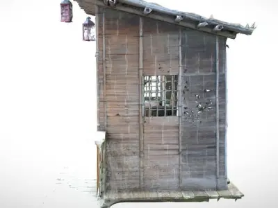 Japanese Bamboo Hut Low-poly 3D model