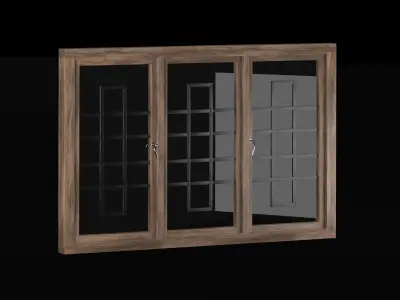 Wooden windows 3D model