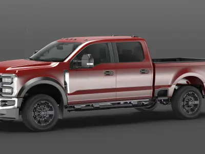 Red Heavy Duty Pickup Truck 3D model