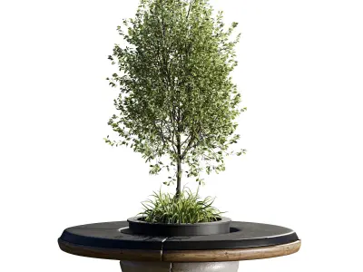 Bench with Plants - Urban Furniture 06 3D model