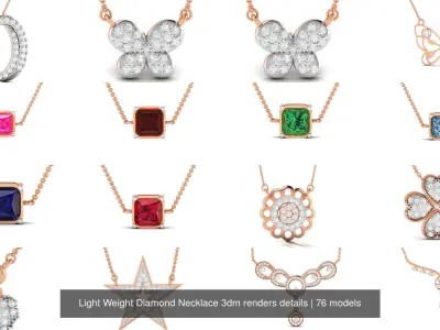 76 Light Weight Diamond Necklace 3dm renders details 3D Model Pack