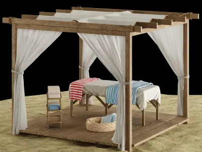 Beach outdoor set 6 massage 3D model