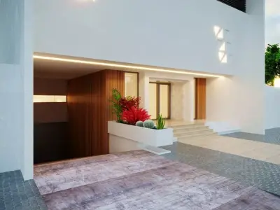 3D Architectural Model Modern Five-Story Building Low-poly 3D model