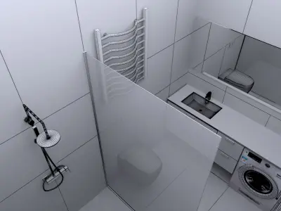 bathrooms bathroom with toilet and shower 3D model