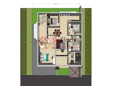 House 12x17m code 621 - Sketchup 3D model 3D model 3D model