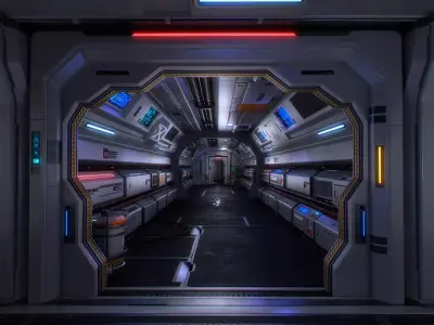Scifi  Modular Room Corridor Laboratory Kit Low-poly 3D model