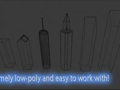 Sci-Fi city pack Low-poly 3D model