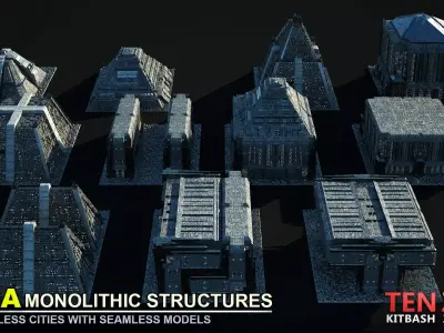 MEGA MONOLITHIC STRUCTURES SCI-FI KITBASH 3D model