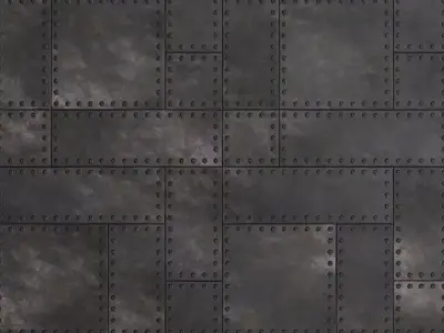 Black Rusty Riveted Metal Plate PBR Seamless Texture