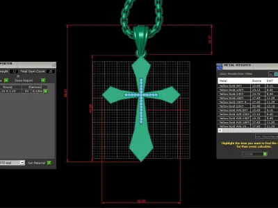 High Cross Pendant Light Gold 18K 3CP016 3D print model