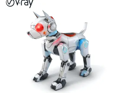 LED Lit Robot Dog model pack with neon strips and dynamic lig... Low-poly 3D model
